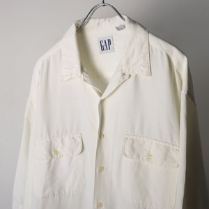 90s オールド GAP ギャップ リネン レーヨン 開襟 半袖シャツ ホワイト size L (実寸XL) / 古着 ヴィンテージ