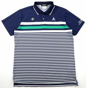 美品★le coq sportif GOLF COLLECTION ルコック・ゴルフ　マルチパネルボーダー半袖ドライポロシャツ/LLサイズ