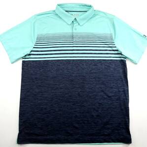 美品★大きいサイズ★UNDER ARMOUR アンダーアーマー・ゴルフ COOLSWITCH UPRIGHT STRIPE POLO 1290147/ストレッチ半袖ポロシャツ/2XLの画像1