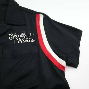 美品★SKULL WORKS スカルワークス ボーリングシャツ/ブラック/ボウリングシャツ/Sサイズの画像3