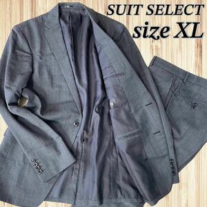大きいサイズ【未使用級】スーツセレクト　セットアップ スーツ メンズ　XL 2B シングル ビジネス SUIT SELECT 上下 ビジネス グレー
