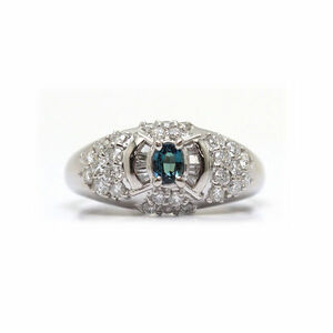 Pt900 alexandrite ring 0.20ct diamond 0.60ct 14 number platinum ring 14397