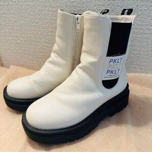 キッズ ショート ブーツ 厚底 21cm 子ども靴 白 ホワイト