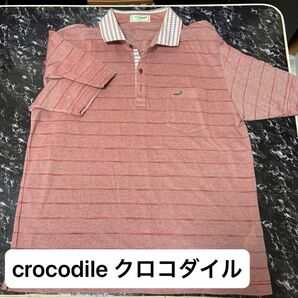 crocodile クロコダイルストライプ半袖ポロシャツ