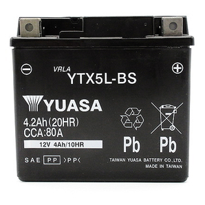 台湾ユアサバッテリー YUASA YTX5L-BS ◆互換 FTX5L-BS 4stビーノ BW'S VOX ギア ジェベル250XC スペイシー100 リード80 リード100 FTR223の画像3