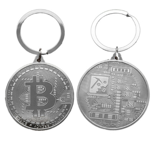  temporary . through .Bitcoin bit coin silver plating replica silver coin memory medal key holder 1 piece 