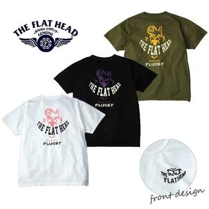 ブラック　XＬサイズ　THE FLAT HEAD ブランドマスコット フラッキープリントTシャツ FN-THC-045 コットン100％ 日本製