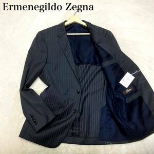 《未使用タグ付き》 Taylor ErmenegildoZegna エルメネジルドゼニア テーラードジャケット グレー ストライプ 本切羽 L
