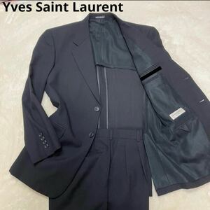 Yves Saint Laurent イヴサンローラン メッシュ素材 春夏 スーツ セットアップ 濃紺 ネイビー シングル 背抜き 2B Sサイズ