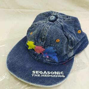 FG779 SEGA SONIC THE HEDGEHOG セガ ソニック・ザ・ヘッジホッグ アポロ キャップ 帽子 ジーンズ生地 1995 景品 非売品 保管品の画像1