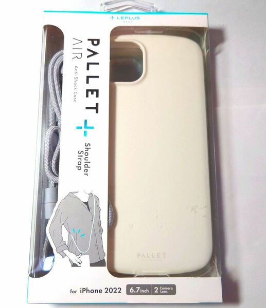 iPhone 14 Plus 軽量 耐衝撃ハイブリッドケース PALLET AIR STRAP ショルダーストラップ付 ホワイト