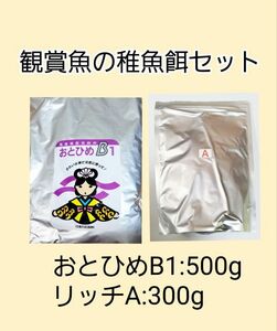 観賞魚餌 使い比べセット おとひめB1 500g リッチA 300g 日清丸紅飼料 めだか グッピー らんちゅう稚魚