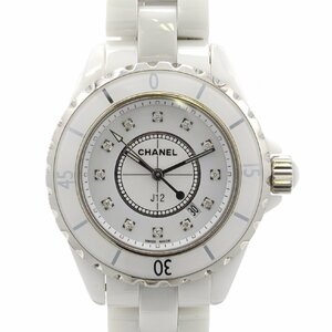 CHANEL Chanel J12 12P diamond 33 millimeter quartz white face ceramic lady's wristwatch men's [ used ]