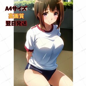 12-4 体操服 響け！ユーフォニアム 中世古香織風 同人 ポスター A4 高画質印刷 美少女 アニメ イラストアート 高品質の画像1