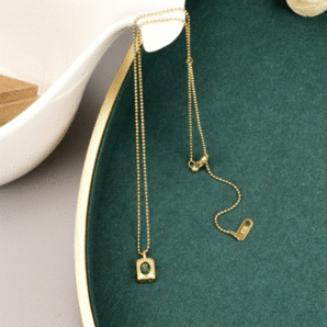 1円スタート★レディース necklace 18k 印字あり 18kGold Plated エメラルド ネックレス ペンダント 330の画像2