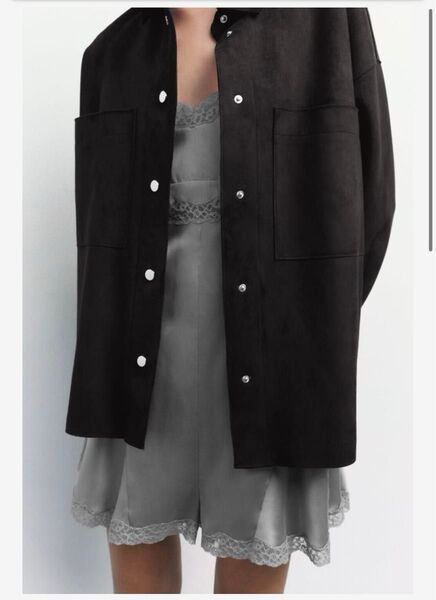 ZARA スエード風ボタンシャツ M レディース スウェードジャケット