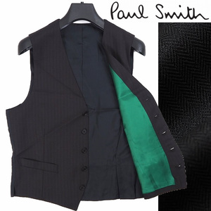 未使用品 ポールスミス ウール 高級 ジレ ベスト XL メンズ Paul Smith ヘリンボーンストライプ