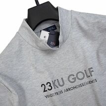 R360 新品 23区 GOLF ゴルフ 半袖 モックネック シャツ UVケア 定価16940円 サイズL グレー_画像3