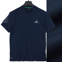 R356 新品 アディダスゴルフ モックネック シャツ 半袖 (サイズ:L) adidas GOLF ゴルフウェア ネイビー_画像1