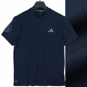 R356 新品 アディダスゴルフ モックネック シャツ 半袖 (サイズ:L) adidas GOLF ゴルフウェア ネイビー