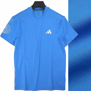 R356 新品 アディダスゴルフ モックネック シャツ 半袖 (サイズ:M) adidas GOLF ゴルフウェア サックスブルー