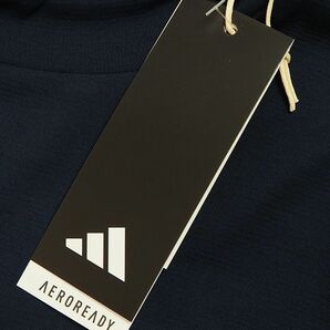 R356 新品 アディダスゴルフ モックネック シャツ 半袖 (サイズ:M) adidas GOLF ゴルフウェア ネイビーの画像8
