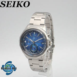 え03450/SEIKO セイコー/ワイアード/クオーツ/メンズ腕時計/カットガラス/クロノグラフ/スモセコ/文字盤 ブルー/VK67-K090