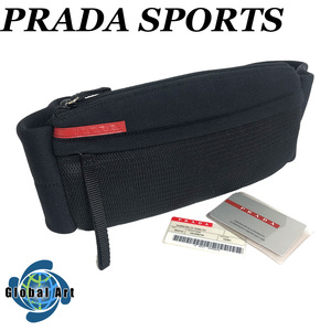 ●2D660【美品】PRADA SPORTS プラダスポーツ/ボディバッグ/ウエストバッグ/ロゴ/シルバー金具/ブラック/黒