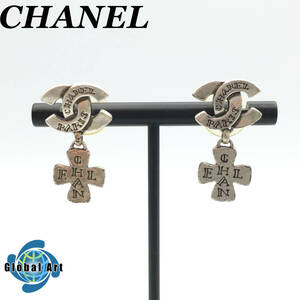 ★E04166/CHANEL シャネル/ペア ピアス/99 A/ココマーク/クロス/約1.6㎝×約3㎝/シルバー