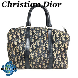 ●3D410/Christian Dior クリスチャンディオール/ハンドバッグ/ミニボストン/トロッター柄/ロゴ/キャンバス/シルバー金具/黒/ヴィンテージの画像1