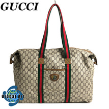 ●3D421/GUCCI グッチ/グッチプラス/ボストンバッグ/旅行バッグ/GGスプリーム/シェリーライン/ロゴ/ゴールド金具/ブラウン_画像1