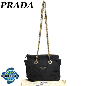 *3D503/PRADA Prada / цепь сумка на плечо / сумка на плечо / треугольник Logo /te Hsu to нейлон / нейлон / черный 