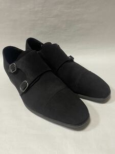 Danbery　ダンベリー　日本製　ベロア　ダブルモンクストラップ　ドレスシューズ　スウェードレザー　ビジネスシューズ　ブラック　革靴
