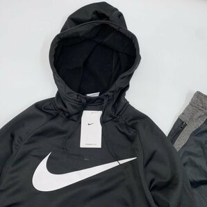 ☆新品☆NIKE ナイキ Therma-FIT ビッグ スウッシュ フリース フーディ & テーパード パンツ セット 上下 CU6240-010 DQ5408-071 黒 灰 XLの画像3