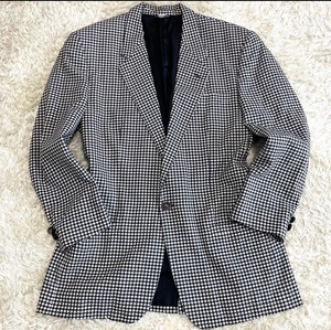  beautiful goods GIANNI VERSACE Jean two Versace silver chewing gum check tailored jacket mete.-sa.XL ZZ22