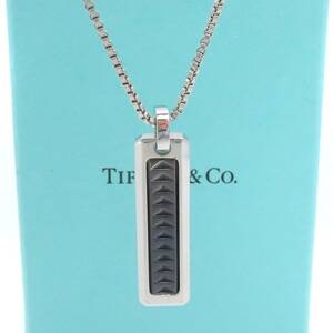  ultimate rare beautiful goods Tiffany&Co. Tiffany paroma caliper black silver necklace STEEL Ti titanium bar Venetian men's HH318