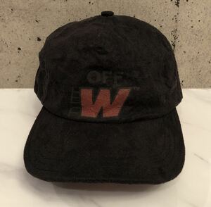 激レア 希少 新品 同様 off white スウェード風 シワ加工 ロゴ キャップ オフホワイト virgil abloh ヴァージル アブロー 皺加工 正規品