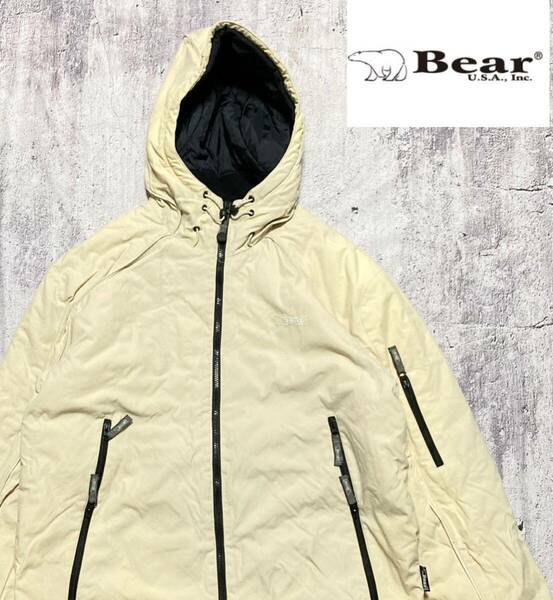 ★ Bear USA ベアー ナイロン 中綿 マウンテン ジャケット フーディー ブルゾン サイズ約L アイボリー★stussy supreme the north face