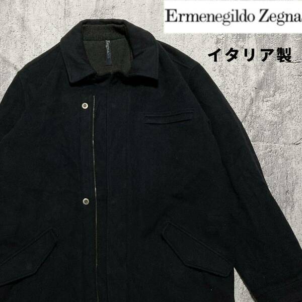 ★ Zegna ゼニア ウール コート ジャケット イタリア製 ネイビー サイズ約L★デザイナーズ ビンテージ supreme stussy essential margiela