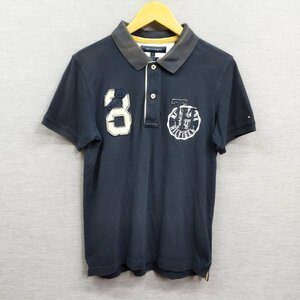 D501 Tommy Hilfiger トミーヒルフィガー ポロシャツ 半袖 スリムフィット コットン アメカジ カジュアル メンズ ネイビー サイズ L