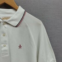 D518 Munsingwear マンシングウェア 半袖 ポロシャツ L ホワイト GOLF ゴルフ ワンポイント ロゴ 刺繍 襟 袖口 ティップ ライン スポーツ_画像3