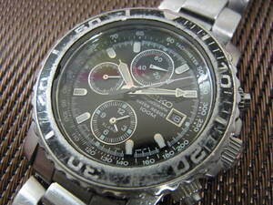 セイコー/SEIKO 7T62-0CV0 クロノグラフ クォーツ 100M 黒文字盤 腕時計 メンズ ブラック系