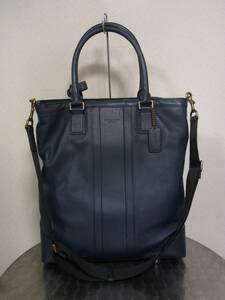 1円～/COACH/コーチ/トートバッグ/ショルダーバッグ/2way/F71170/ネイビー/紺/レザー