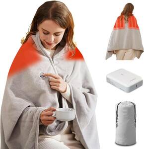 バッテリーパック付き ZIREOT カーボンナノチューブ USB 電気毛布 電気加熱肩毛布、ラップ毛布 大型ヒーター 70 ℃ 最