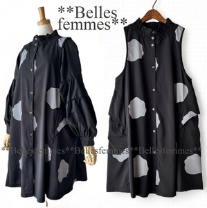 ★Belles*★新品★送料185円*春*エレガント*モードなロングベスト*オールシーズンジレ*たっぷり長め丈コクーンベスト*182474*ブラック*M～L