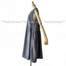 ★Belles*★新品M～L★送料185円*たっぷりギャザー*前ボタンロングベスト*ジャンスカやワンピースにも*ゆったり*ポケット付*595グレー_画像8