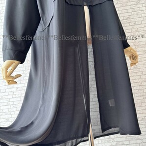 ★Belles*★送料185円★新品★M～L/LL*春の羽織*裾のジョーゼットが軽やか*ゆったりシルエット*ロングカーディガン*膝丈カーディガン*613黒の画像4