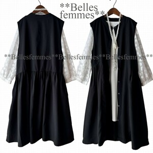 *Belles** new goods M~L* postage 185 jpy * enough gya The -* front button long the best * Jean ska . One-piece also * easy * pocket attaching *595 black 