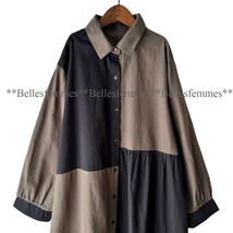 ★Belles*★送料185円★新品★M～L*シャツワンピース*大人ナチュラル*カラーブロック*羽織にも*コットン100%チュニックワンピース*182678._画像10