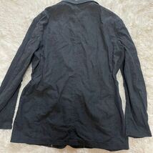 XL相当 ●パパス PAPAS テーラードジャケット アンコン 春夏 ブレザー コットン 50サイズ チェック パイピング ブラック 黒 大きいサイズ_画像6